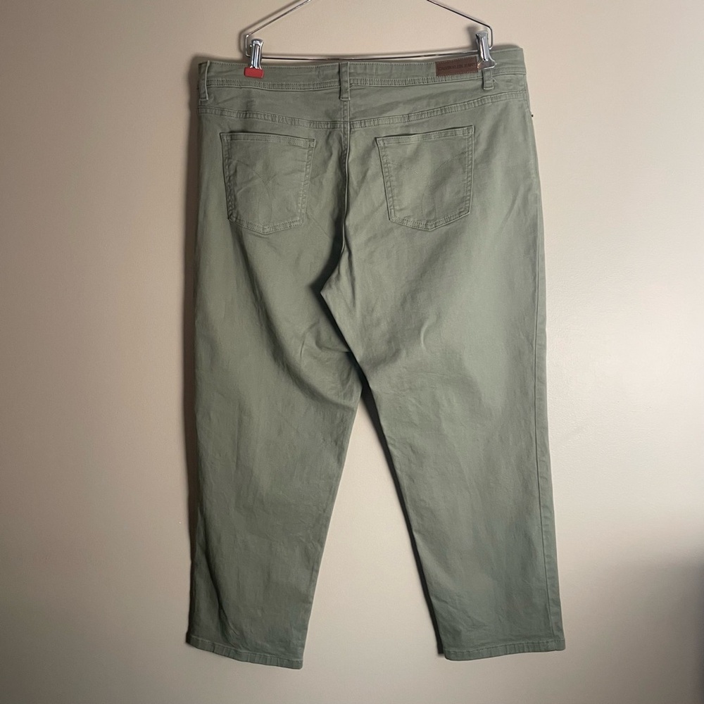 CALVIN KLEIN Women Size 16 Soft Green Pants Chino Jeans Straight Leg #599 - Picture 4 of 10